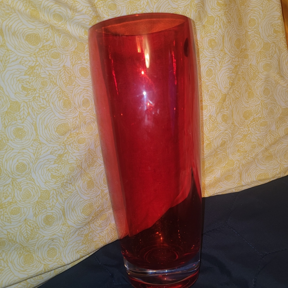 Red Chekoslovakian 24% lead crystal vase
